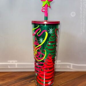 Starbucks Christmas Holiday 2023 Star Straw Topper Ribbon Trees Venti Tumbler